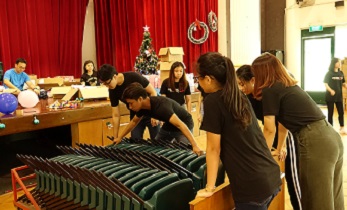 Volunteers at work before the event