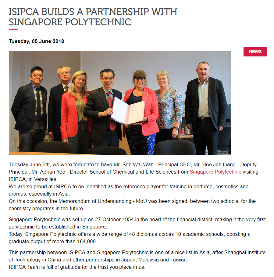 21 Jun - ISIPCA builds a partnership with Singapore